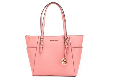 Michael Kors Charlotte Tea Rose Signature Pvc Tz Shoulder Tote Handbag Women's Purse In Multi