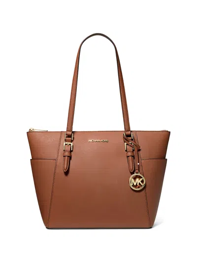 Michael Kors Charlotte Zip-top Tote Bag In Brown