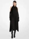 Michael Kors Charmeuse Scarf Halter Dress In Black