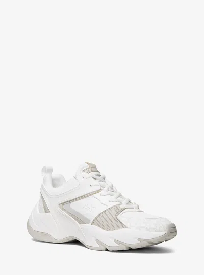 Michael Kors Chase Mixed-media Trainer In White