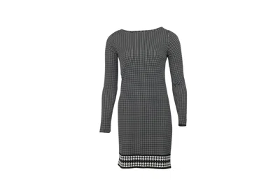 Michael Kors Checked Mini Dress With Houndstooth Hem In Black Polyester