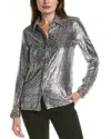 Michael Kors Collection Cheetah Hansen Silk-blend Top In Silver