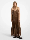 Shop Michael Kors Cheetah Print Georgette Tiered Maxi Dress In Brown