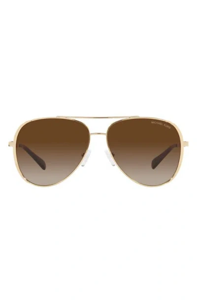 Michael Kors Chelsea Bright 60mm Gradient Aviator Sunglasses In Light Gold