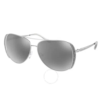 Michael Kors Chelsea Glam Silver Mirrored Pilot Ladies Sunglasses Mk1082 10056g 58 In Silver Tone