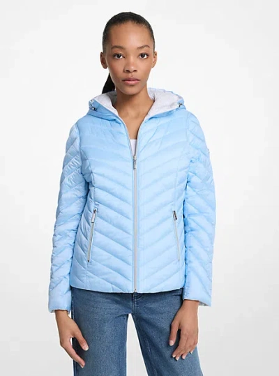 Michael Kors Chevron Logo Print Quilted Nylon Reversible  Jacket