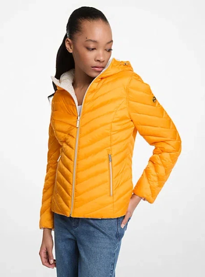 Michael Kors Chevron Logo Print Quilted Nylon Reversible  Jacket