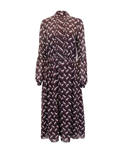 Michael Kors Chevron-print Midi Dress In Purple Polyester