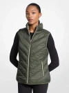 Michael Kors Chevron Quilted Logo Print And Nylon Packable Vest In Green