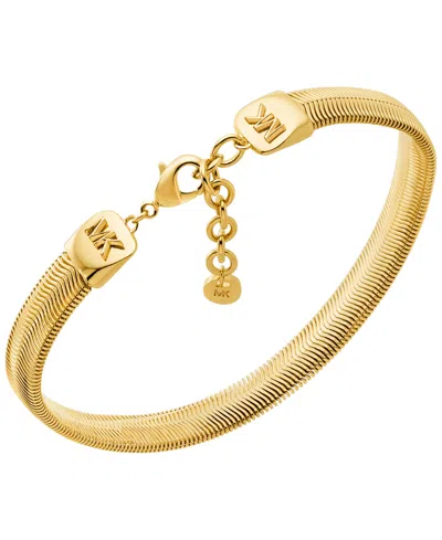 Michael Kors Chevron Snake Chain Bracelet In Gold