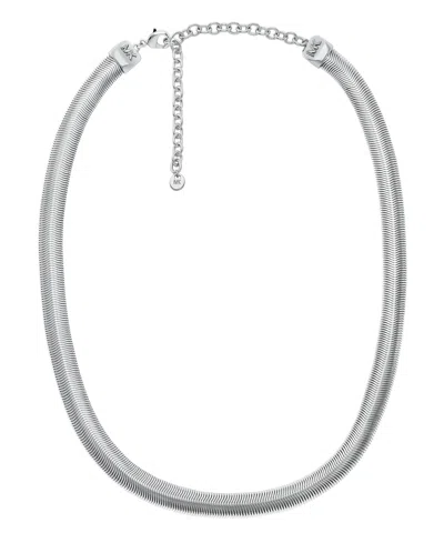 Michael Kors Chevron Snake Chain Necklace In Silver