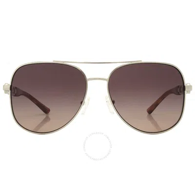 Michael Kors Chianti Brown Gray Gradient Mirrored Aviator Ladies Sunglasses Mk1121 1014k0 58