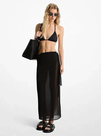 Michael Kors Chiffon Pareo Wrap Skirt In Black