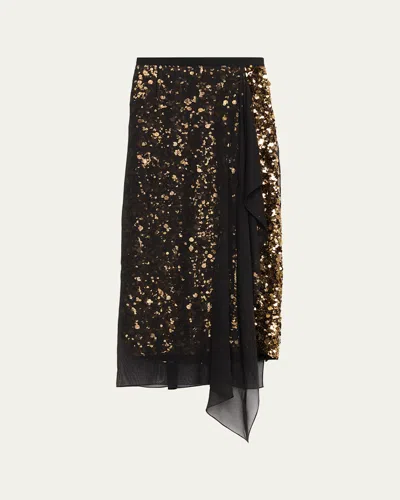 Michael Kors Chiffon-layered Sequin Midi Skirt In Multi