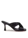 Michael Kors Black Leather Mules With Twisted Strap Detail In Black