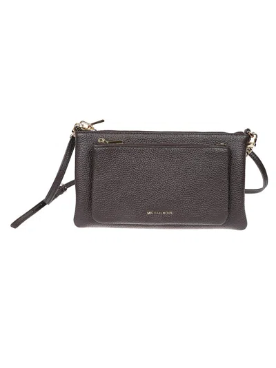 Michael Kors Chocolate Hammered Leather Shoulder Bag In Brown