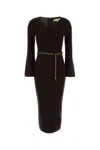 Michael Kors Chocolate Wool Blend Dress In Brown