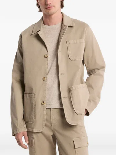 Michael Kors Chore Jacket In Stretch Cotton Twill In Animal Print