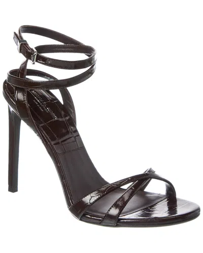 MICHAEL KORS CHRISSY RUNWAY CROC-EMBOSSED LEATHER SANDAL