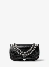 Michael Kors Christie Crocodile Embossed Leather Envelope Bag In Black