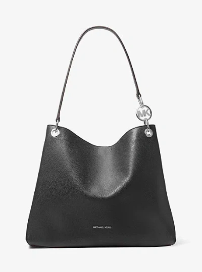 Michael Kors Christina Large Pebbled Leather Shoulder Bag In Black