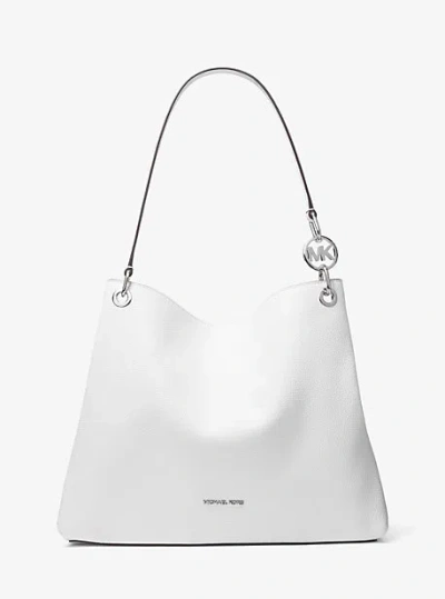 Michael Kors Christina Large Pebbled Leather Shoulder Bag In White