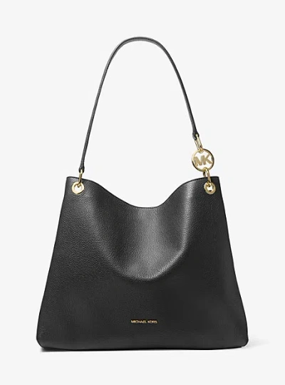 Michael Kors Christina Large Pebbled Leather Shoulder Bag In Black
