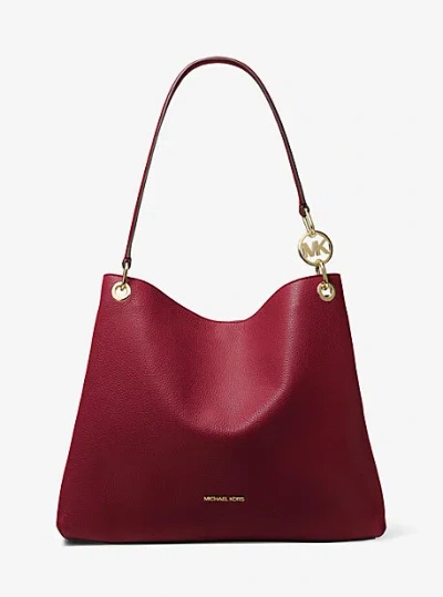 Michael Kors Christina Large Pebbled Leather Shoulder Bag In Red