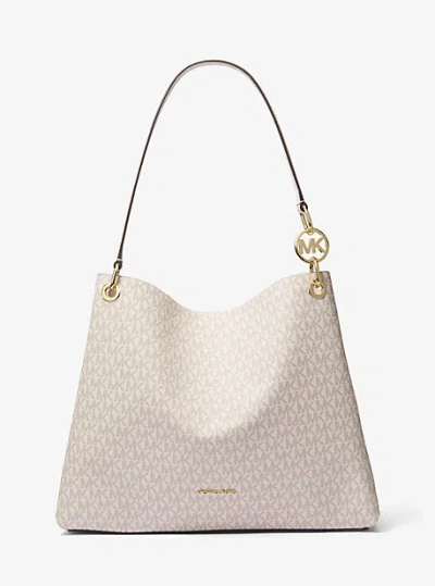 Michael Kors Christina Large Signature Logo Shoulder Bag In Brown