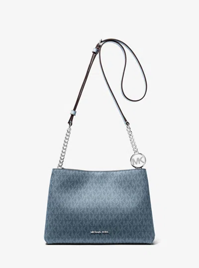 Michael Kors Christina Small Signature Logo Crossbody Bag In Blue