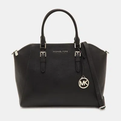 Pre-owned Michael Kors Ciara Black Leather Satchel