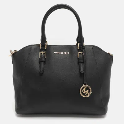 Pre-owned Michael Kors Ciara Black Leather Satchel