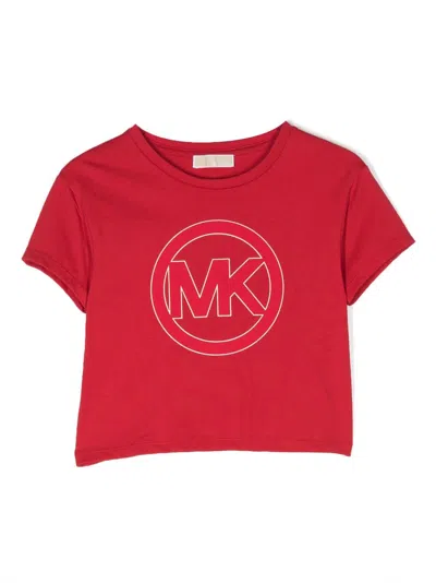 Michael Kors Kids' Circle-logo Print Cotton-jersey T-shirt In Red