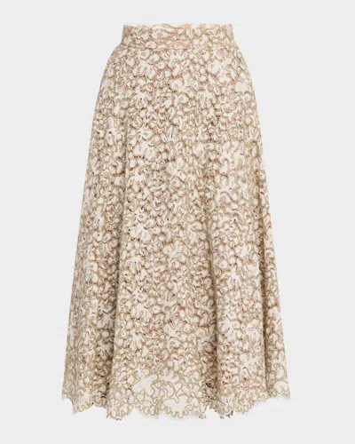 Michael Kors Circle Skirtrope Soutache Lace In Hemp/ecru