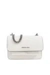 Michael Kors Chain Strap Textured Finish Shoulder Bags In Bianco