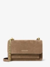 Michael Kors Claire Large Suede Shoulder Bag In Brown