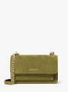 Michael Kors Claire Large Suede Shoulder Bag In Green