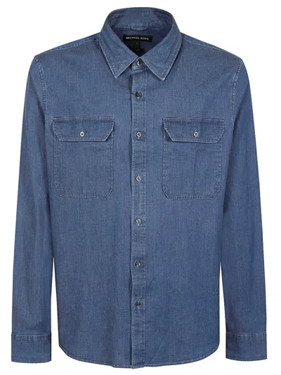 Michael Kors Classic Button-down Shirt With Structured Collar In Blue