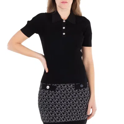 Michael Kors Classic Collar Stretch Knit Polo Shirt, Size Small In Black
