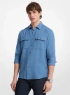 Michael Kors Classic Fit Woven Shirt In Blue