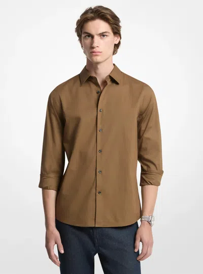 Michael Kors Classic-fit Cotton Blend Dobby Shirt In Green