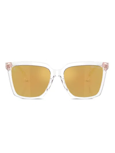 Michael Kors Clear-frame Logo Sunglasses In Burgundy