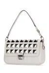 Michael Kors Structured Chain Clutch With Metallic Embellishments In Opticwhite