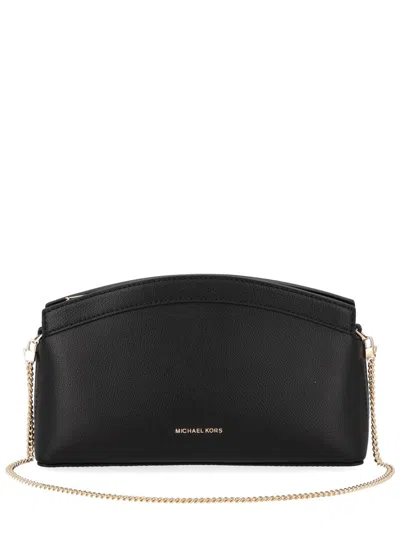 Michael Kors Athena Small Leather Convertible Clutch In Black