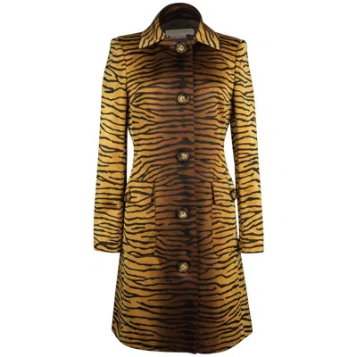 Pre-owned Michael Kors Coat Divine Timeless Animal Print 8 In Brown