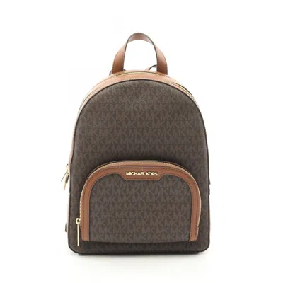 Pre-owned Michael Kors Coated Canvas Leather Backpack () In Brown