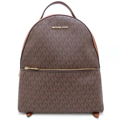 Pre-owned Michael Kors Coated Canvas Leather Backpack () In Brown