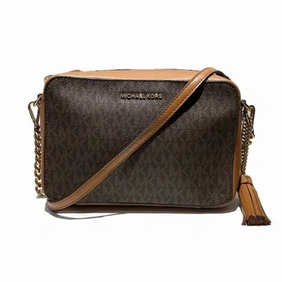 Pre-owned Michael Kors Coated Canvas Leather Shoulder Bag () In Brown
