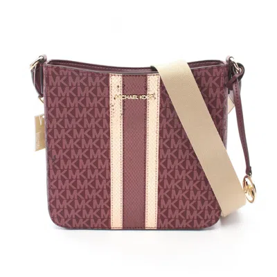 Pre-owned Michael Kors Coated Canvas Leather Shoulder Bag Weekend Bag () In Blue