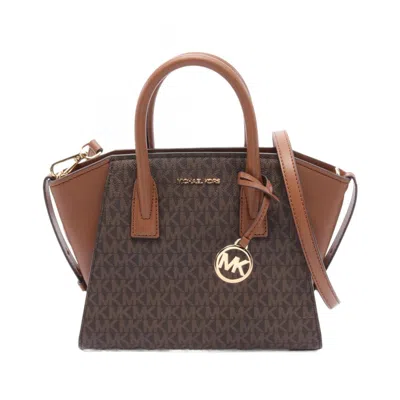 Pre-owned Michael Kors Coated Canvas Pvc Leather Handbag () In Brown